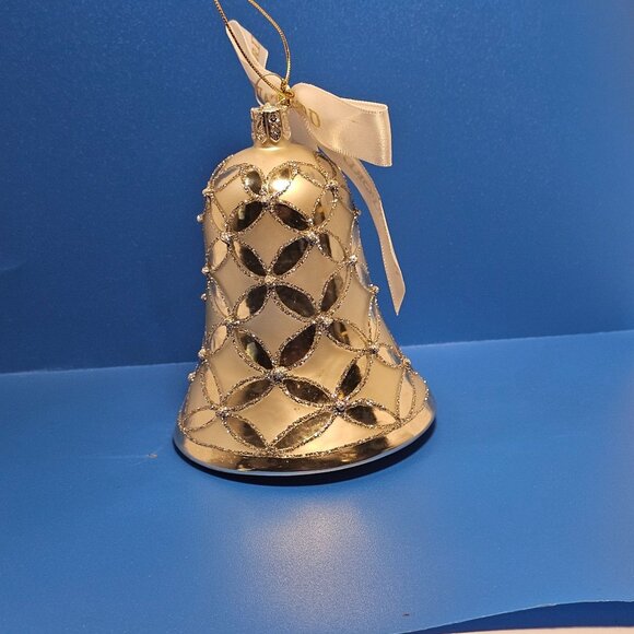 Waterford Killeen Snow Bell Blown Glass Ornament SILVER Glitter 4.25"   READ - Picture 4 of 9